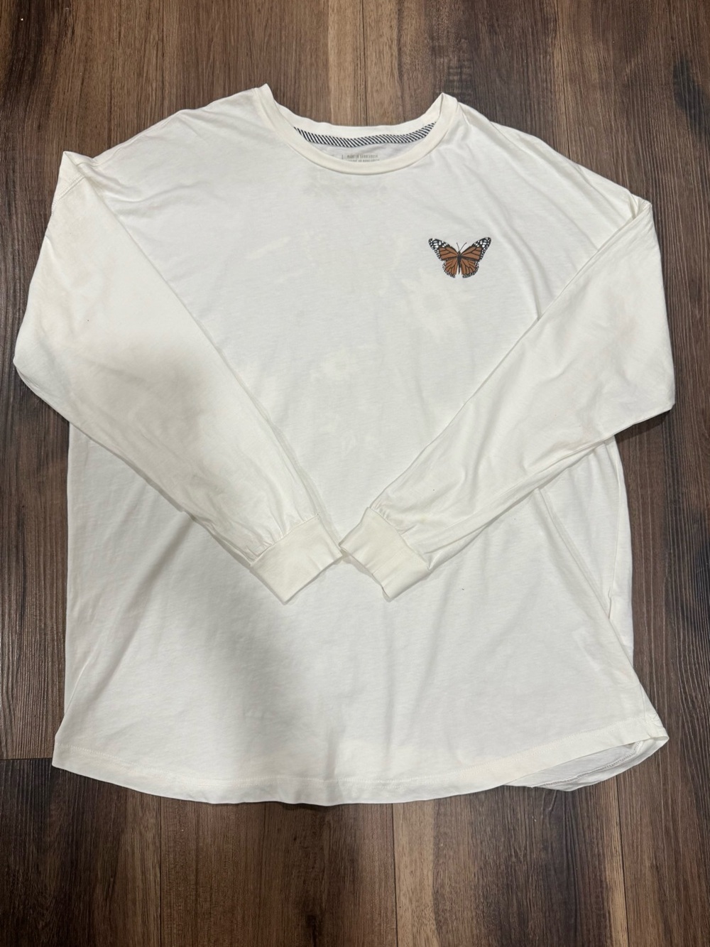 Volcom Women's Cream Long-Sleeve Tee with Butterfly Patch